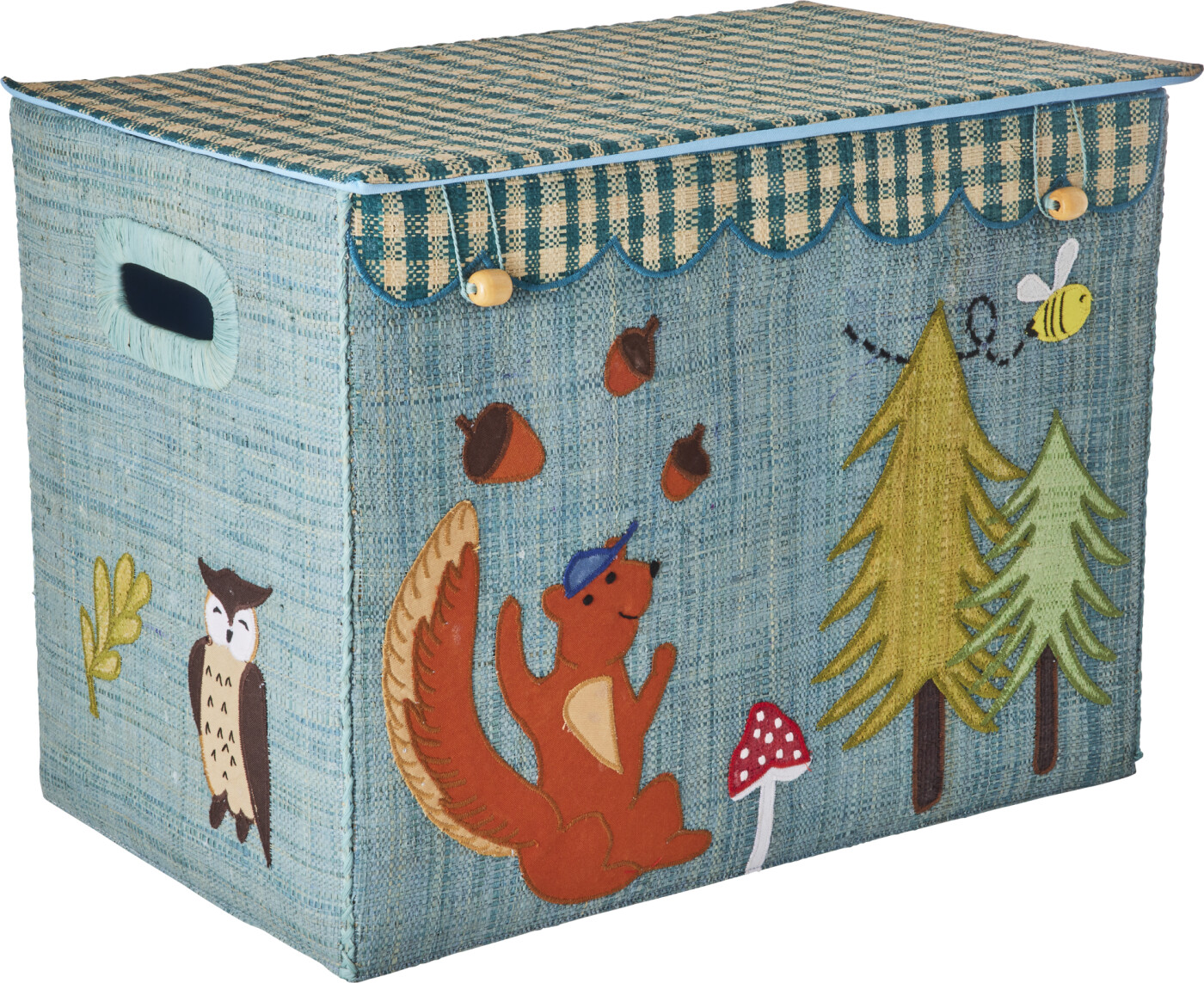 Rice - Raffia Storage Box With Happy Forest Theme - Large