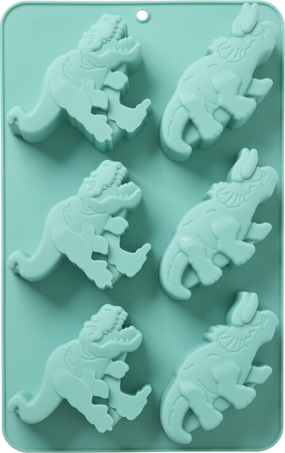 Rice - Silicone Baking Form With 6 Dinos - Mint - 30 Cm X 20 Cm