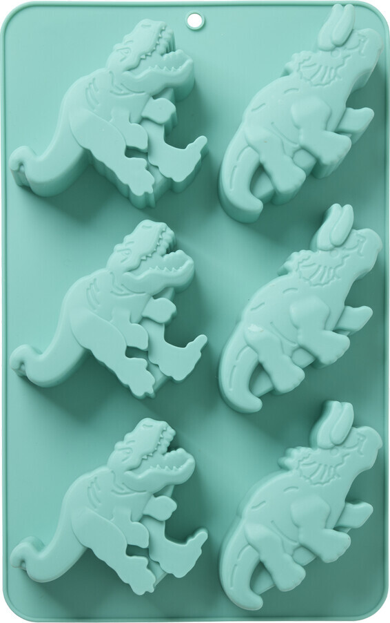 Rice - Silicone Baking Form With 6 Dinos - Mint - 30 Cm X 20 Cm