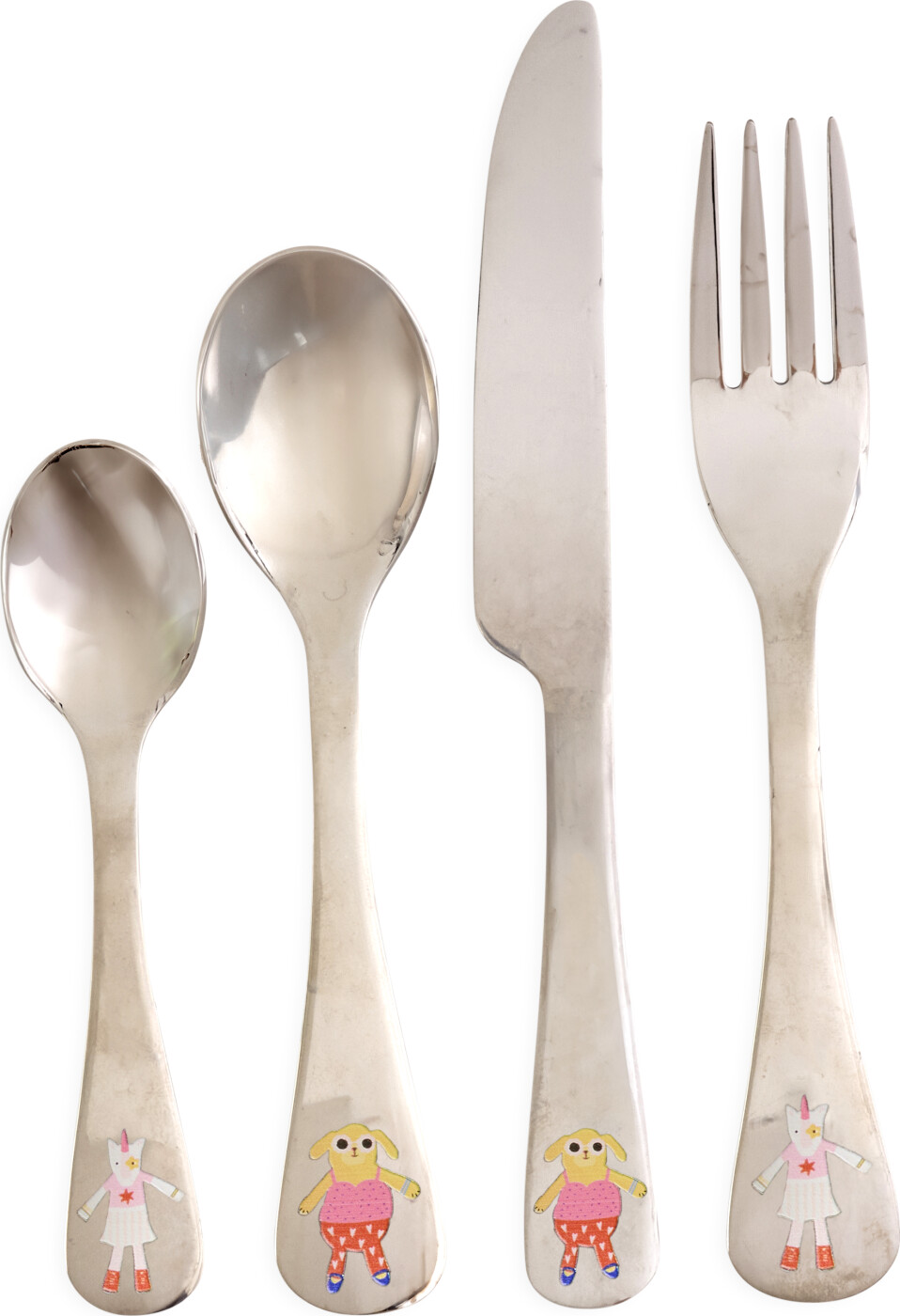 Rice - Stainless Steel Kids Cutlery Set - Unicorn And Dog Print