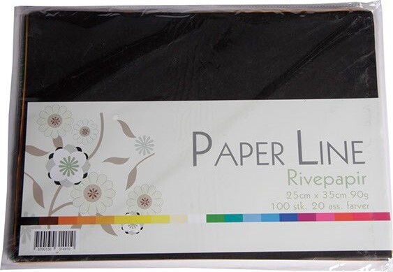 Billede af Rivepapir - 25 X 35 Cm - 20 Farver - 100 Stk - Paper Line hos Gucca.dk