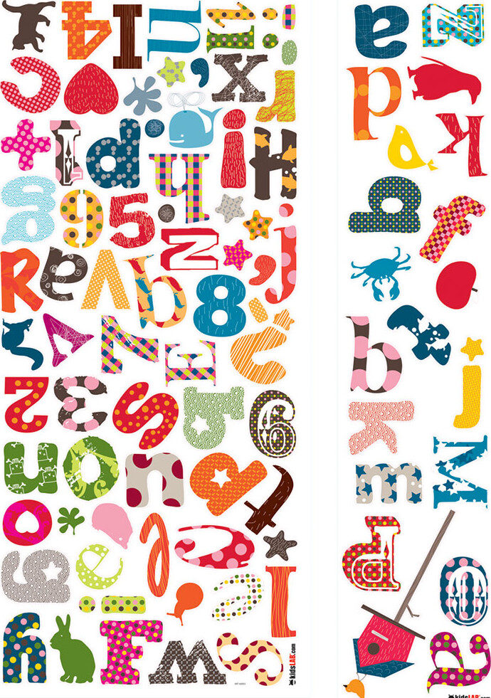 Roommates Decor - Farverigt Alfabet - Klistermærke Bogstaver Til Væg