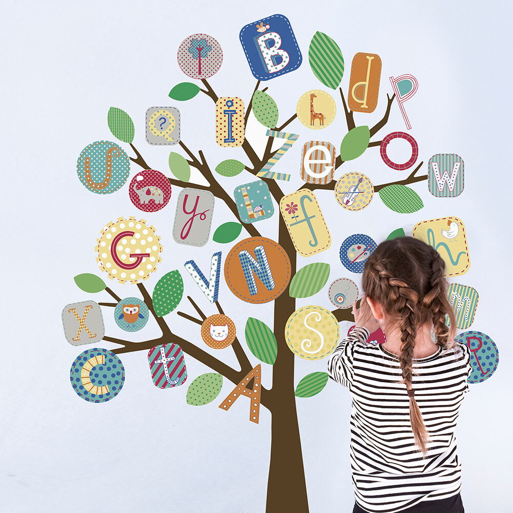Roommates Decor - Alfabet Træ - Klistermærke Bogstaver Til Væg