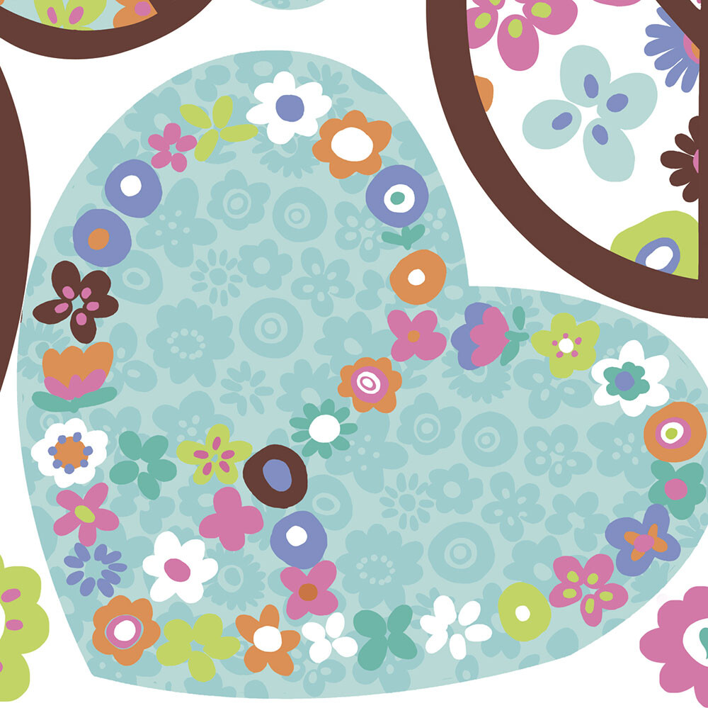 Roommates Decor - Hjerte - Blomster Og Fredste - Wallstickers - Stor
