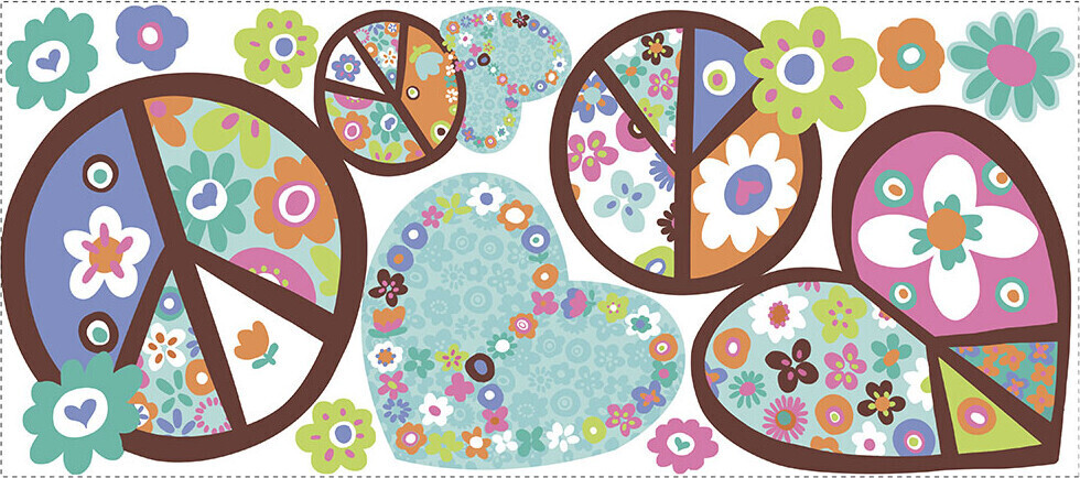 Roommates Decor - Hjerte - Blomster Og Fredste - Wallstickers - Stor