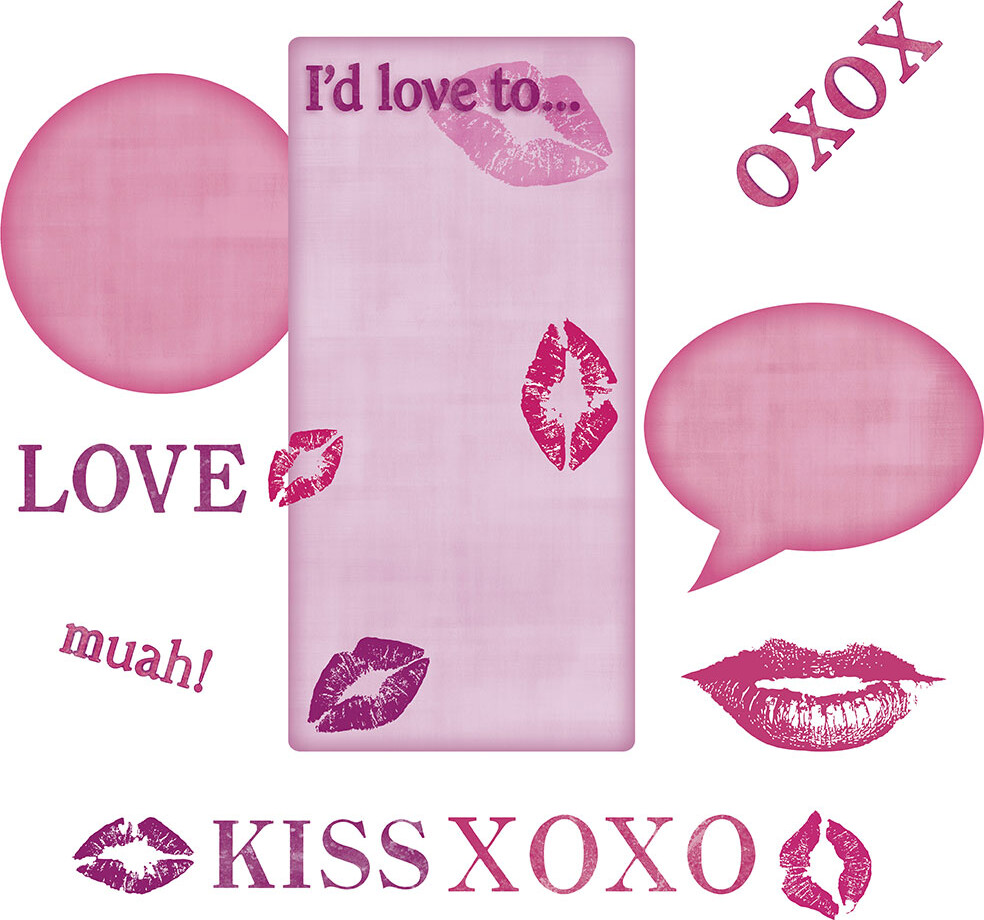 Roommates Decor - Kisses Whiteboard - Pink - Wallstickers