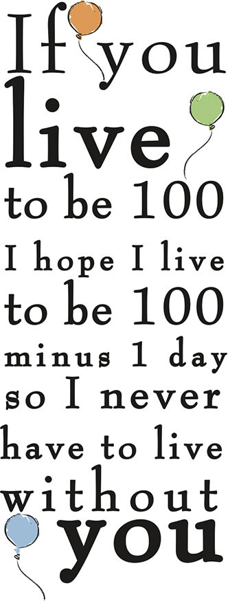 Roommates Decor - Wallstickers - Peter Plys, Live To Be 100, Citat