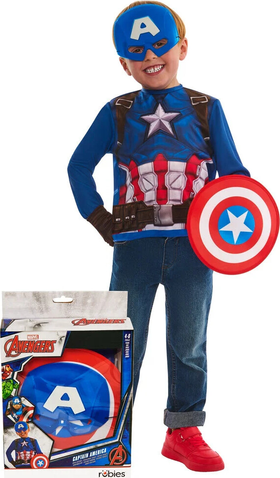 Rubies - Captain American Kostume Sæt (104 -116 Cm)