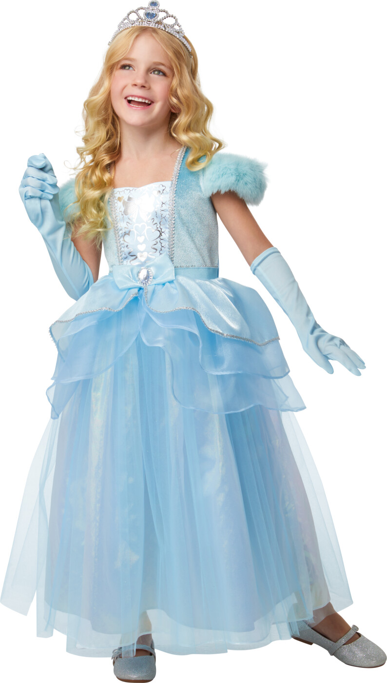 Billede af Prinsesse Kostume Til Børn - Blå - Deluxe - 7-8 år - Rubies