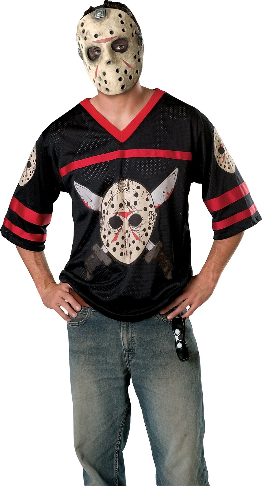 Jason Voorhees Kostume - Hockey Trøje Og Maske - Rubies