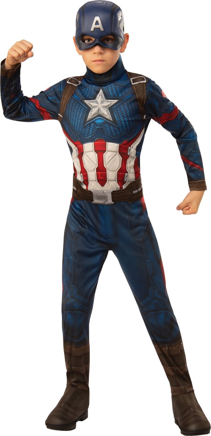 12: Captain America Kostume Til Børn - Marvel Avengers - 116 Cm
