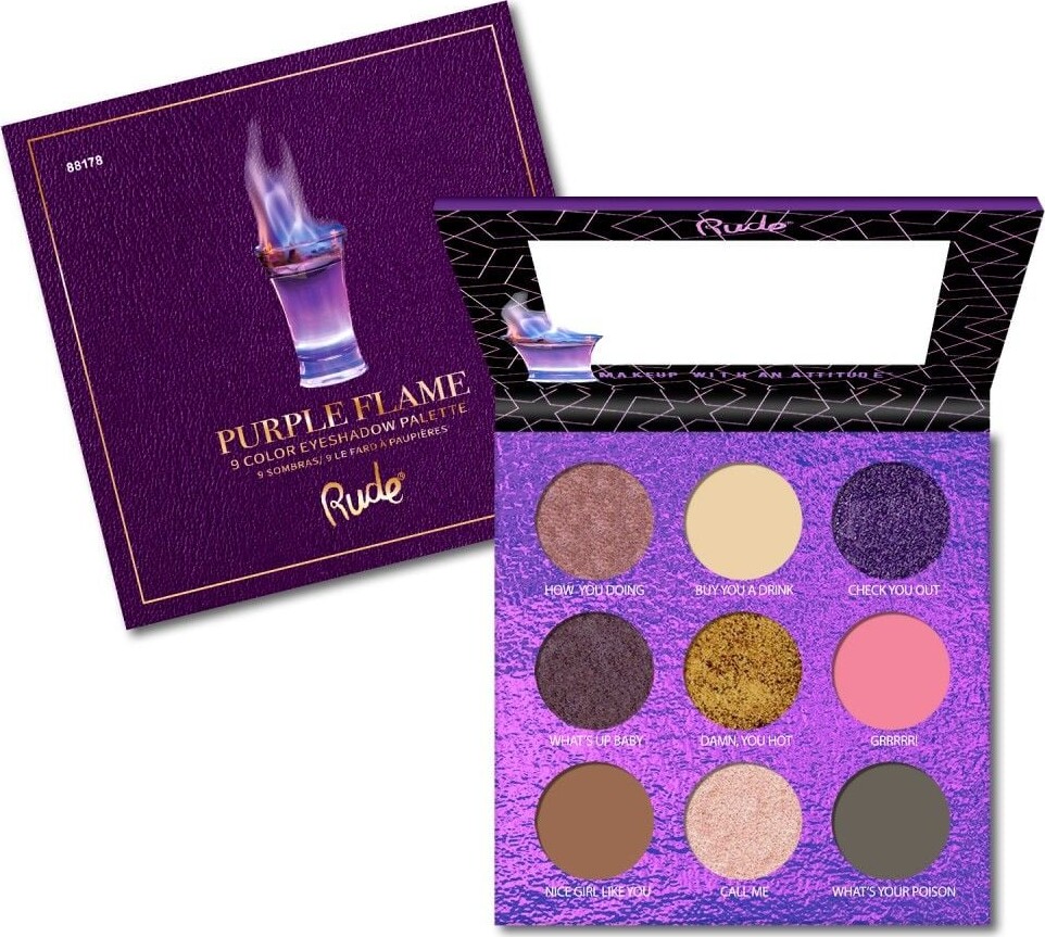 Se Rude Cosmetics - Cocktail Party Palette - Purple Flame - 9 Farver hos Gucca.dk