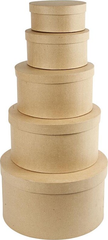 Runde Hatteæsker - H 8+10+13+15+19 Cm - ø 16,5+18,5+24+28,5+35,5 Cm - 5 Stk. billede