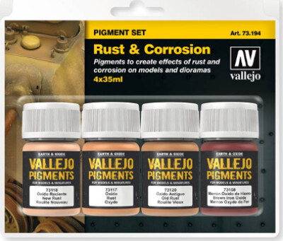 Vallejo - Maling Sæt - Pigments - Rust & Corrosion - 4x35 Ml