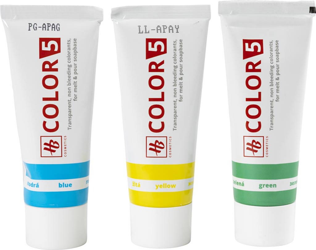 Hb Cosmetics - Sæbefarve Sæt - Gul Grøn Blå - Color 5 - 3x30 G