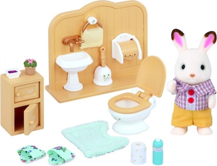 Sæt Med Bror Chokoladekanin Badeværelse - Sylvanian Families