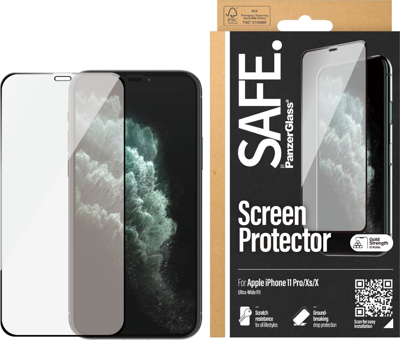 Safe By Panzerglass - Skærmbeskyttelse - Apple Iphone X, Xs - 11 Pro - Kant-til-kant
