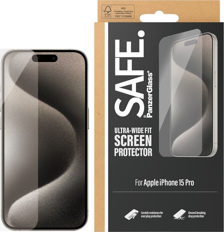 Safe By Panzerglass - Skærmbeskyttelse - Iphone 15 Pro - Ultra-wide Fit