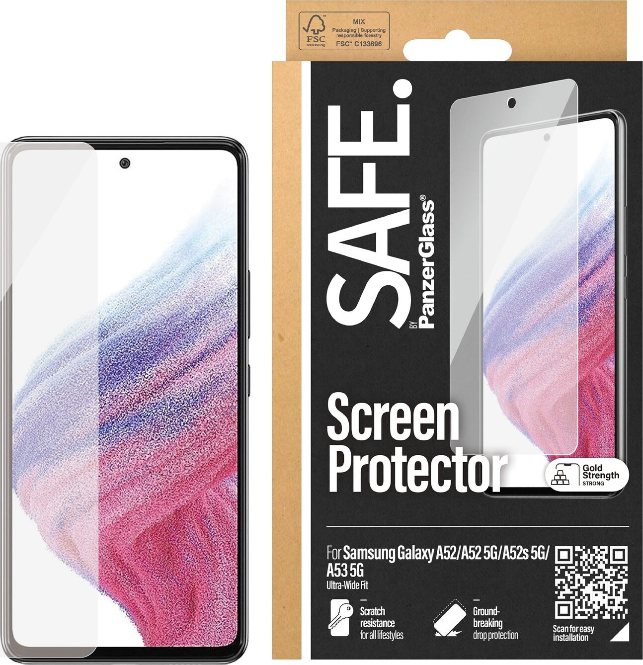 SAFE by PanzerGlass Screen Protector Samsung Galaxy A52 | A52 5G | A52s 5G | A53 5G | Ultra-Wide Fit