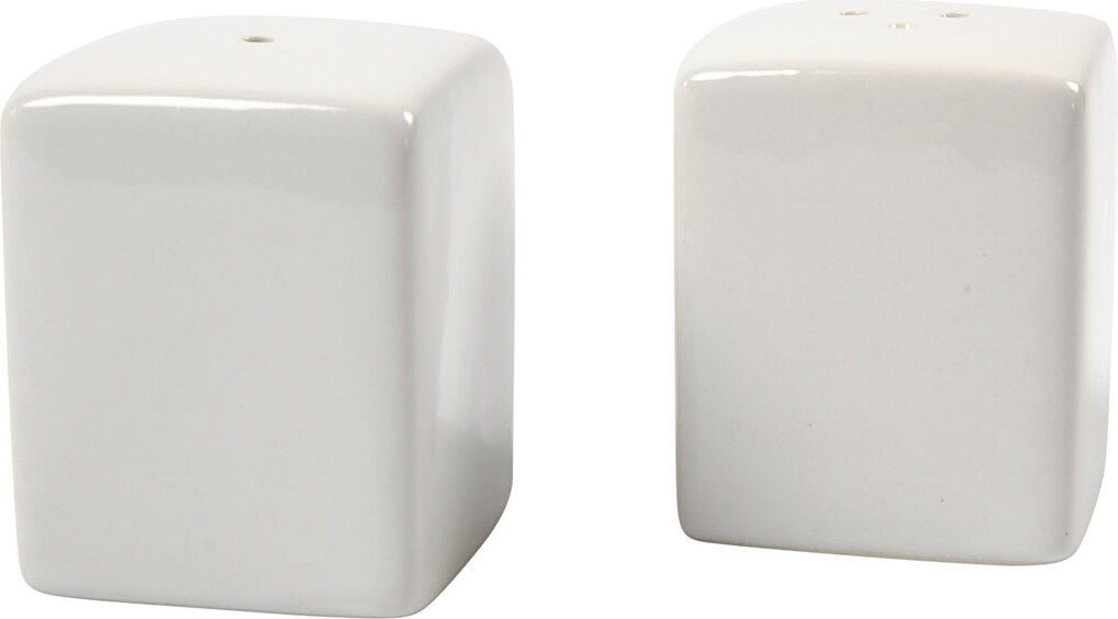 Salt- og pebersæt, H: 6 cm, str. 5x5 cm, blank, hvid, 6 sæt/ 1 pk.