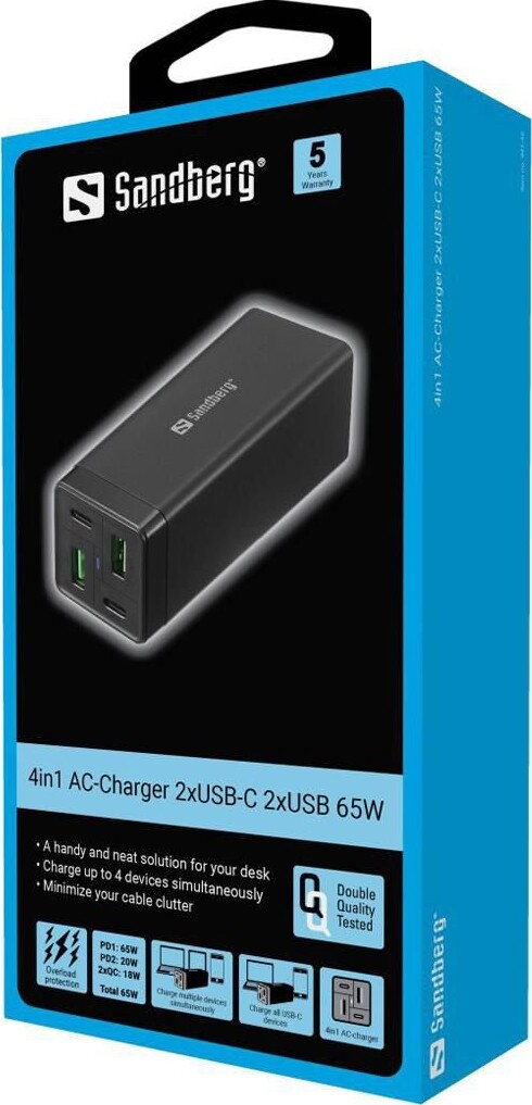 Sandberg - 4in1 Charger 2xusb-c 2xusb 65w