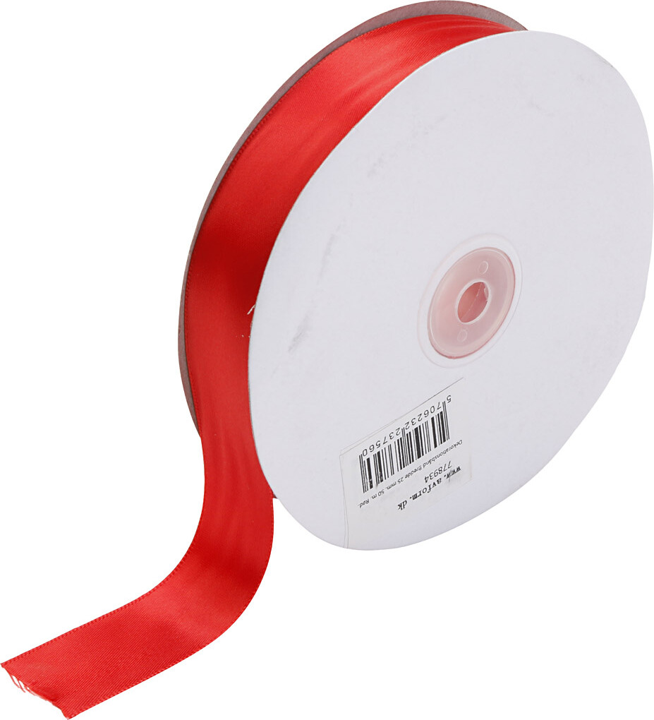 Satinbånd - 25 Mm - Rød - 50 M