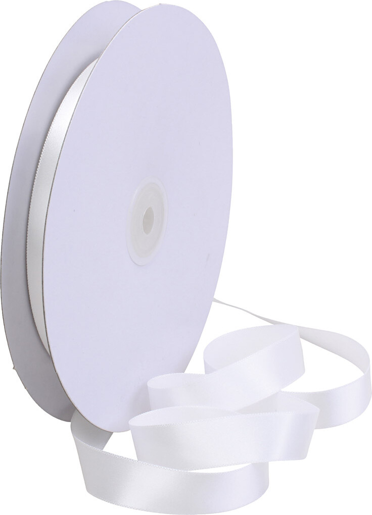 Satinbånd - B 15 Mm - Hvid - 50 M