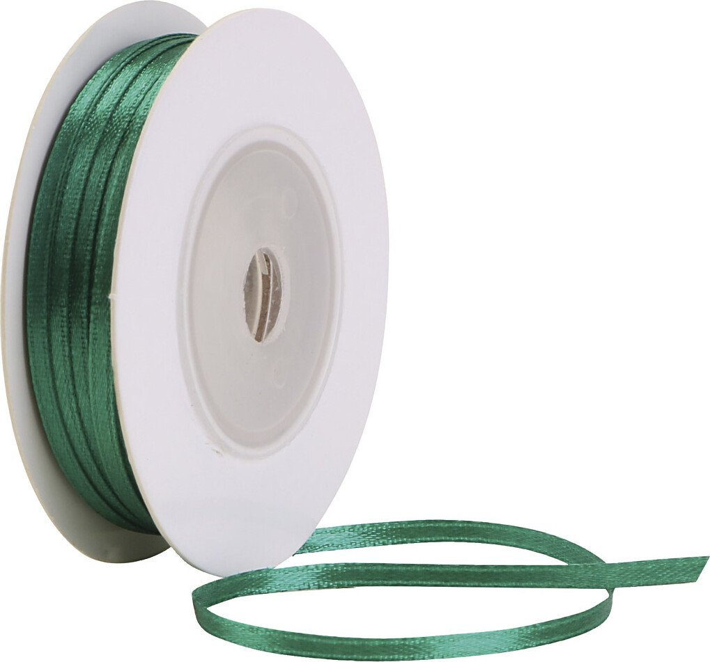 Satinbånd - B 3 Mm - Mørk Grøn - 30 M