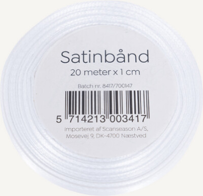 Satinbånd Hvid 10 Mm X 20meter - Scanseason