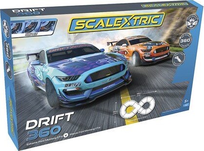 Scalextric - Drift 360 Racerbane Sæt - Extreme Ford Mustang Gt4 Vs Maxxis Ford Mustang Gt4 - 1:32 - C1421p