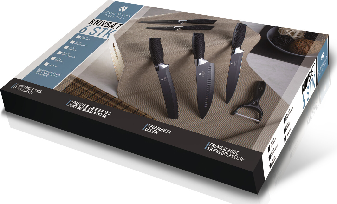Scandinavian Collection - Knivsæt - 6 Dele - Sort