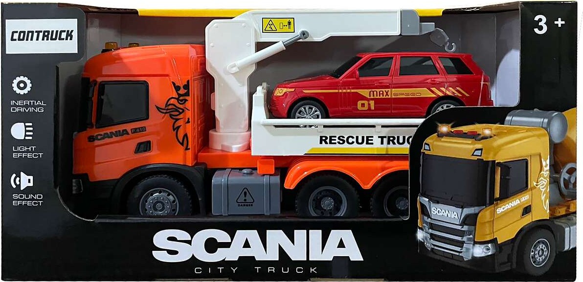 Scania Lastbil M/kran På Lad, Lys & Lyd 25x10x15cm - Contruck