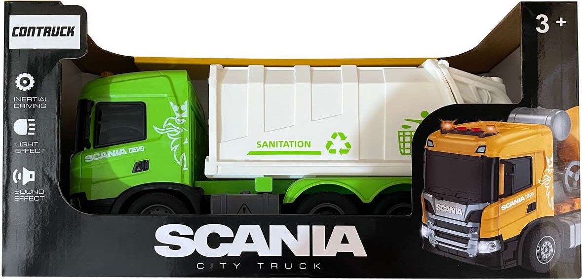 Scania Skraldebil Med Lys Og Lyd, 28x10x13cm - Contruck