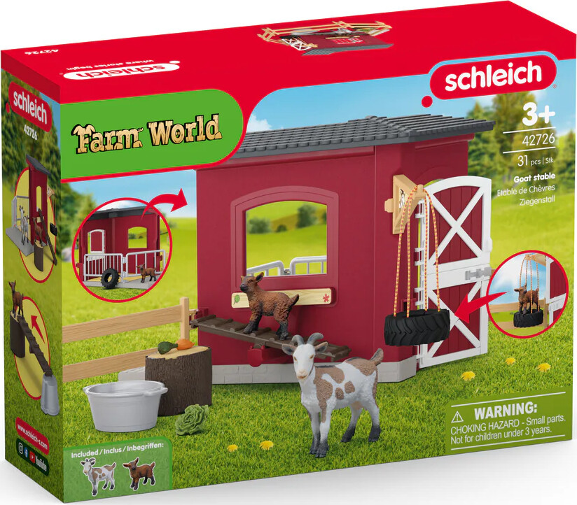 Schleich Stald - Gedestald Med Tilbehør - 42726 billede
