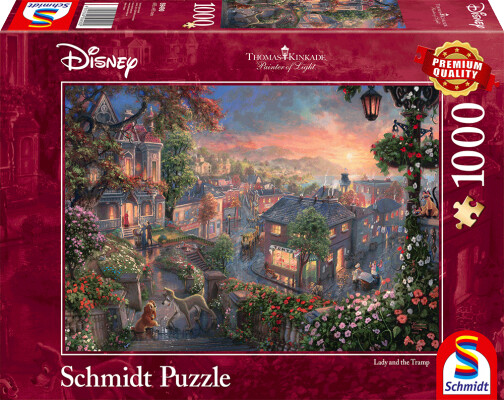 Disney Puslespil - Thomas Kinkade - Lady Og Vagabonden - 1000 Brikker - Schmidt