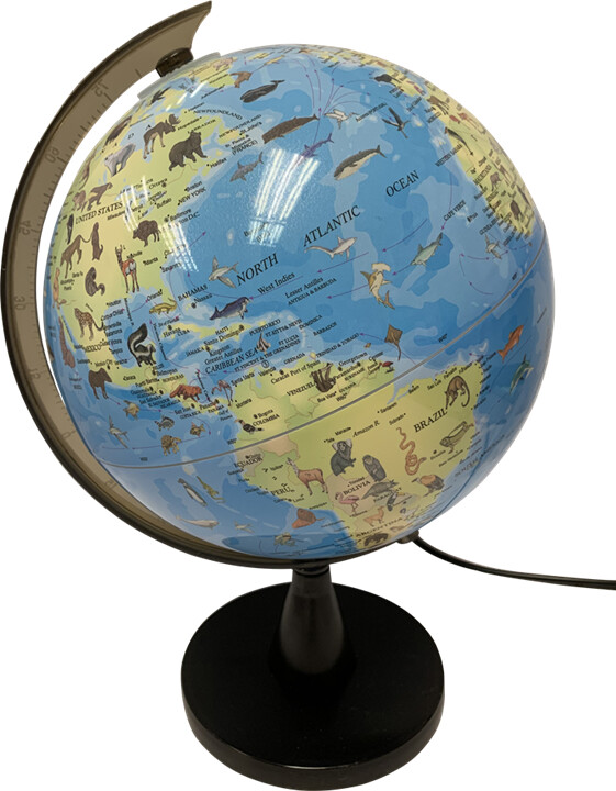 Globus Lampe Med Lys Med Dyr Og Lys – Science – 20 Cm