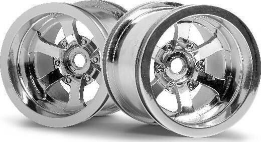 Scorch 6-spoke Wheel Shiny Chrome (55x50mm/2pcs) - Hp3087 - Hpi Racing