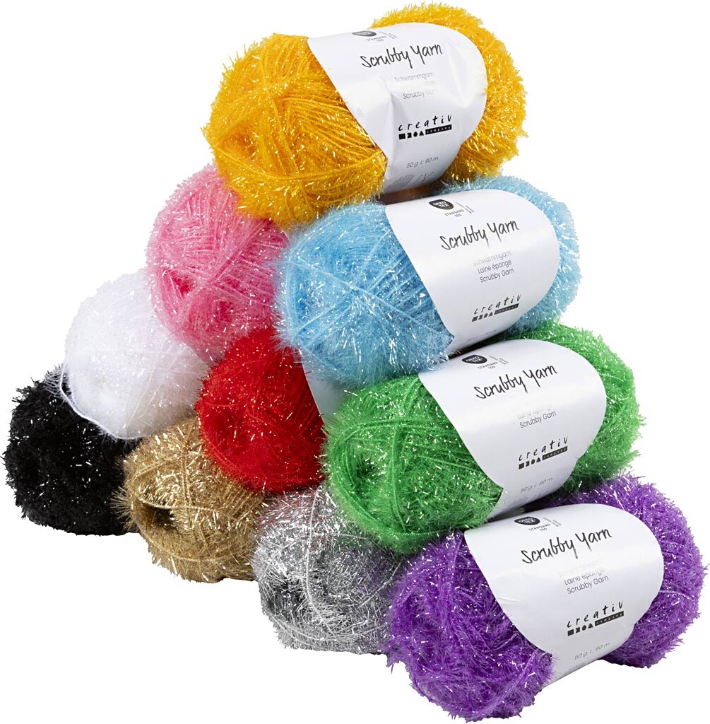 Scrubby Garn - L 10x90 M - Assorterede Farver - 10x50 G