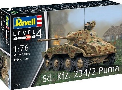 Se Revell - Sd.kfz. 234/2 Puma Tank Byggesæt - 1:76 - Level 4 - 03288 hos Gucca.dk