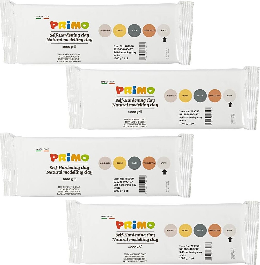 Primo Ler - Selvhærdende Ler - Hvid - 4 Kg