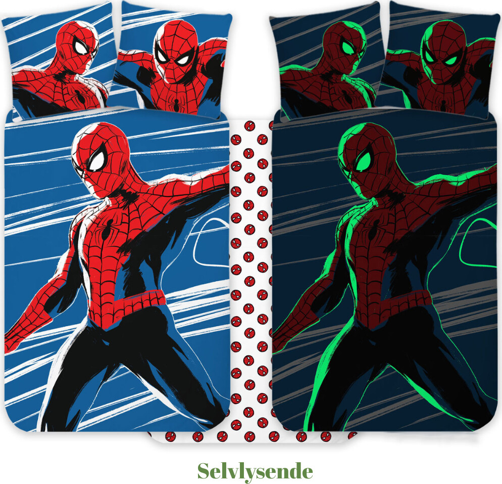 Brandmac - Spiderman Glow Sengetøj - 100x140 Cm - Junior Str.