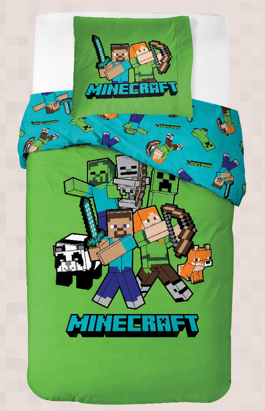 Minecraft - Sengetøj - 140x200 Cm - Voksen Str. - Classic Crew
