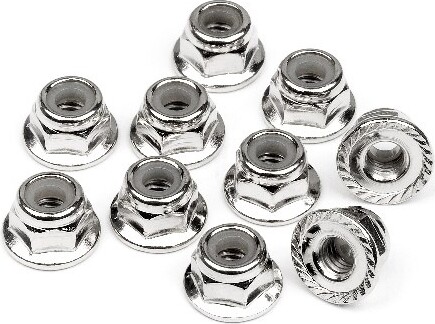 Serrated Flange Lock Nut M4 (silver/10pcs) - Hp103729 - Hpi Racing