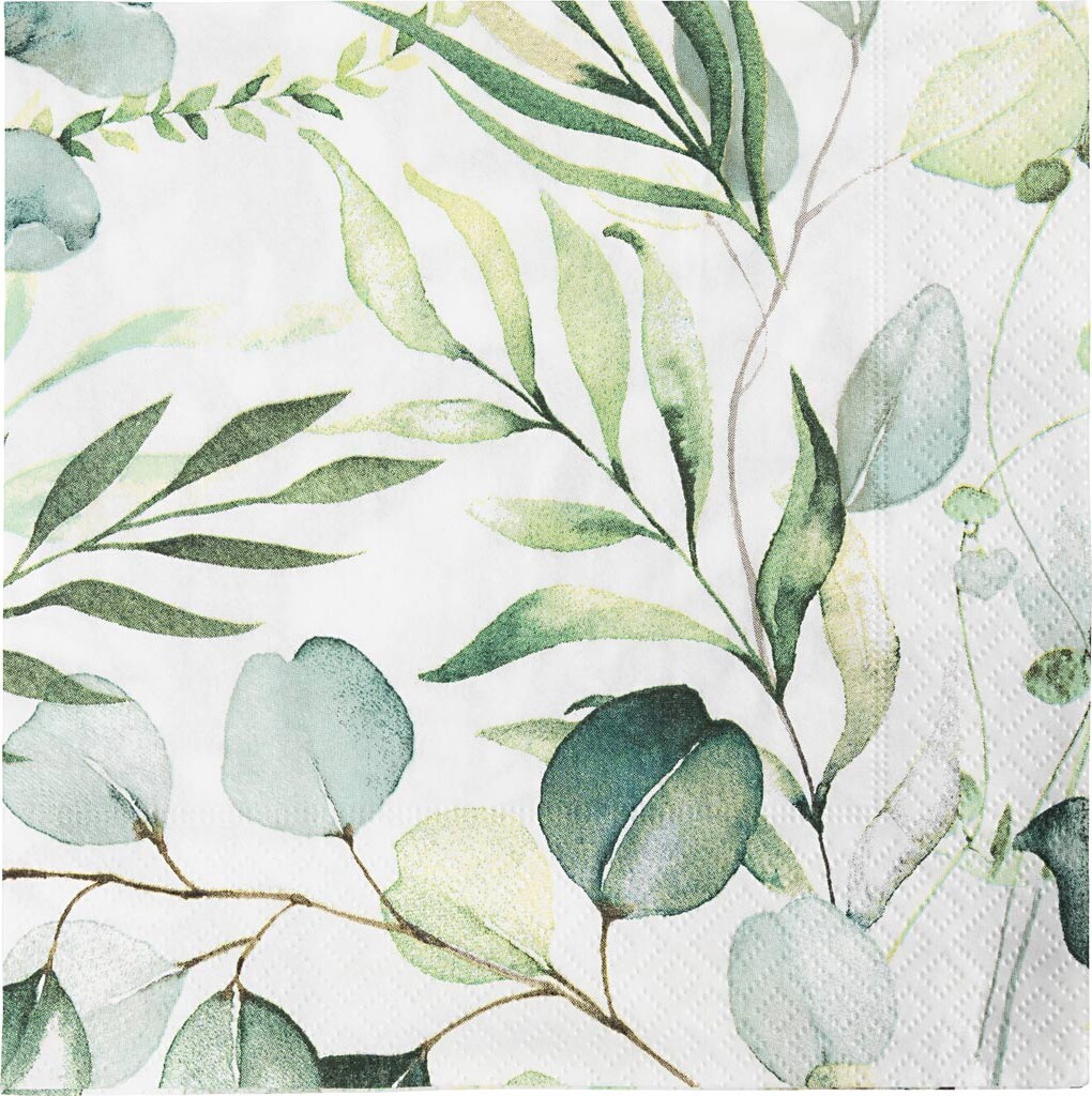 Servietter - Eukalyptus Blade - Str. 33x33 Cm - 20 Stk.