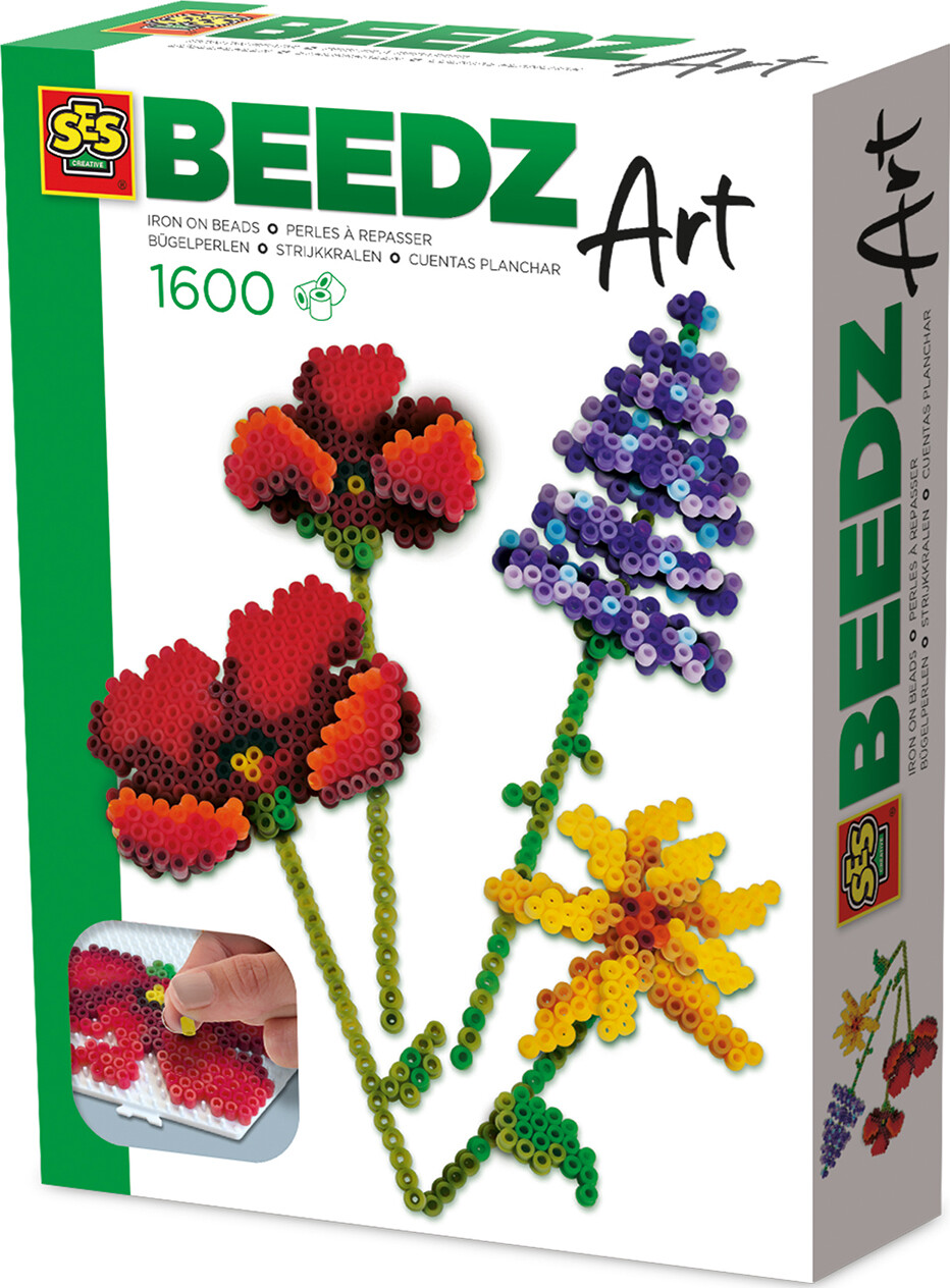 Perler Og Perleplade Sæt - Vilde Blomster - Ses Creative - Beedz Art
