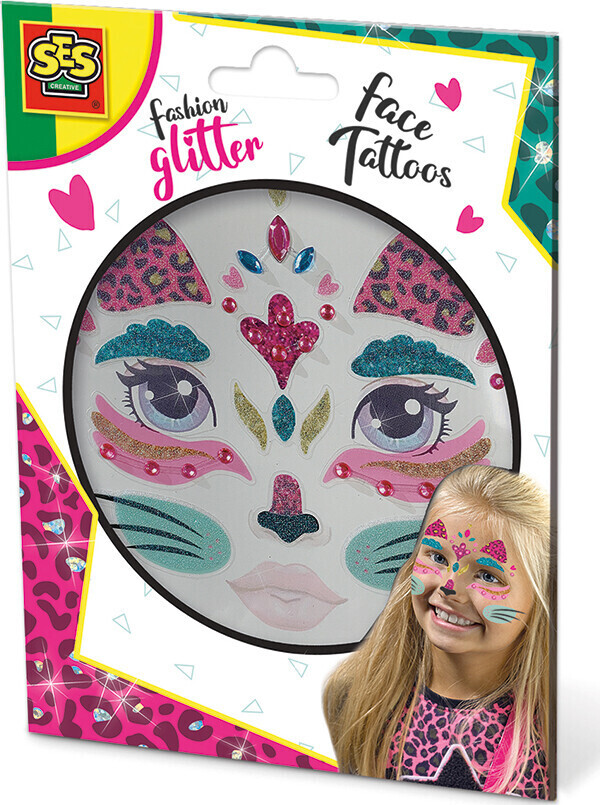 Ses Creative - Fashion Glitter Tatoveringer Til Ansigtet - Kat