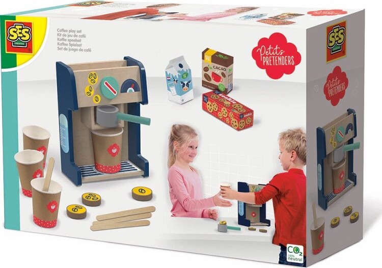 Legetøjs Kaffemaskine I Træ - Inkl. Tilbehør - Ses Creative