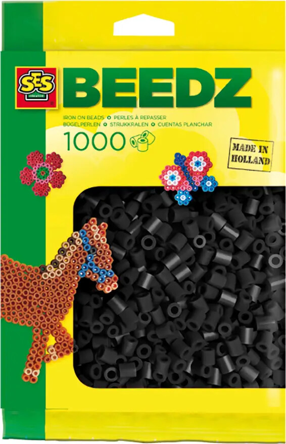 SES Creative Beedz Children''s packet of 1000 Black Iron-on Beads, Sikringsperle, 1000 stk, Sort, Dreng/Pige, 5 År, 12 År