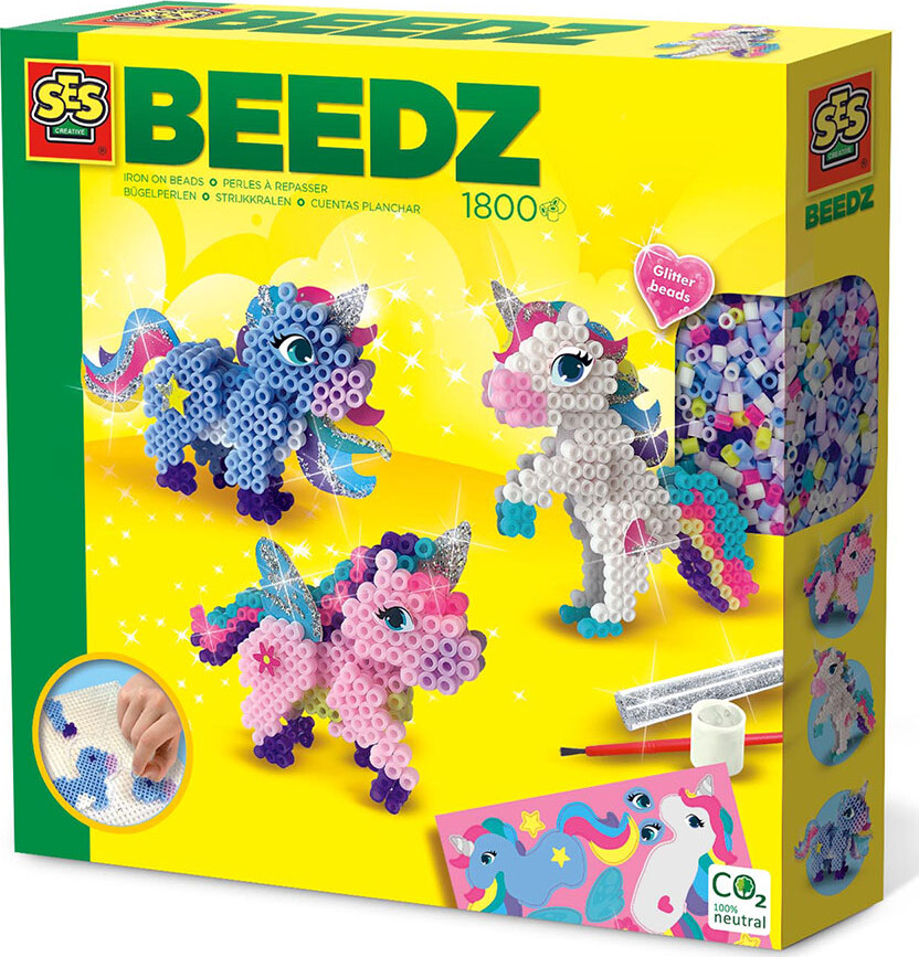 Perler Og Perleplade Sæt - Enhjørning - Ses Creative - Beedz