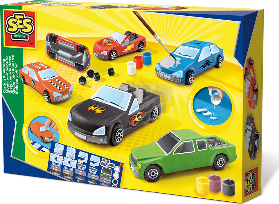 SES Creative Casting and painting - cars, Sæt til støbning/maling til børn, 5 År, Flerfarvet